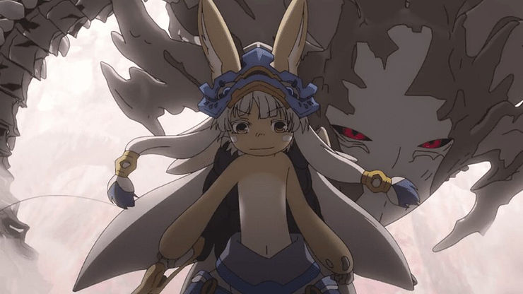 Nanachi (a rabbit-like creature) and Belaf (a centipede-like creature)from Made in Abyss Season 2