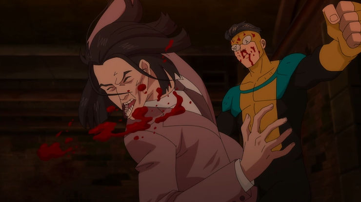 Invincible punching DA Sinclair from INVINCIBLE