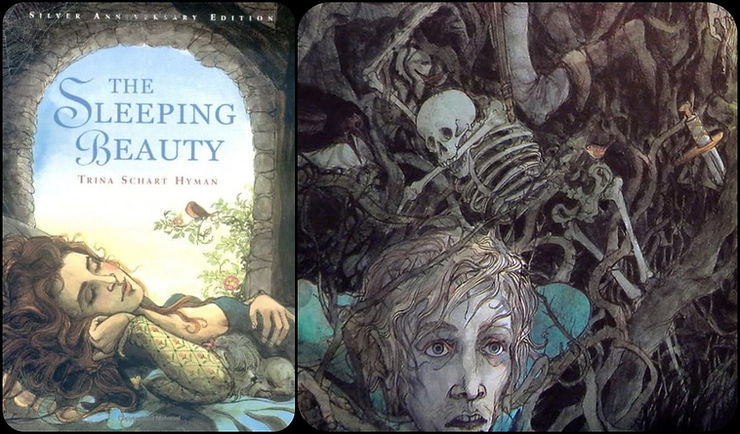 Book cover to Sleeping Beauty and interior art by Trina Schart Hyman